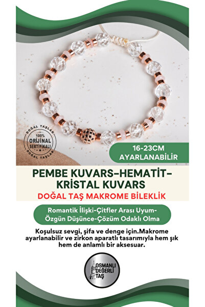OSMANLI DEĞERLİ TAŞ Certified P.Quartz-K.Quartz-Hematite Natural Stone Macram...