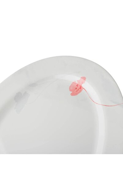 ORIAN Large white melamine dinner plate, 40.5 cm, floral pattern