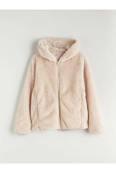 LC Waikiki Kapüşonlu Pelüş Kız Çocuk Fermuarlı Sweatshirt (W5)