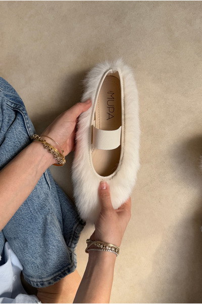 Mupa Shoes Women's Furry Ballerinas Beige