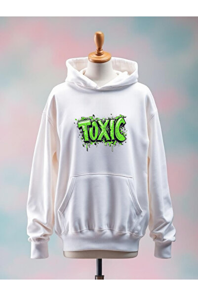 Vordevia سويت شيرت أبيض كبير الحجم مصنوع من القطن المطبوع بثلاث خيوط من Toxıc