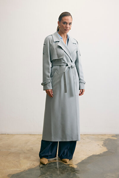 KENT Long Grey Coat with Belt