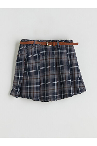 LC Waikiki Two Mt Shop Quality Lcw Kids Navy Blue Plaid Girls' Shorts Skirt w...