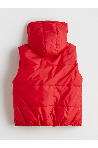 LC Waikiki Red Hooded Girl's Puffer Vest