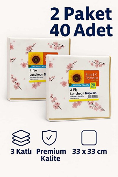 CKM silikon Suna K Signature Collection – Premium 3 Katlı Desenli Peçete (2 P...