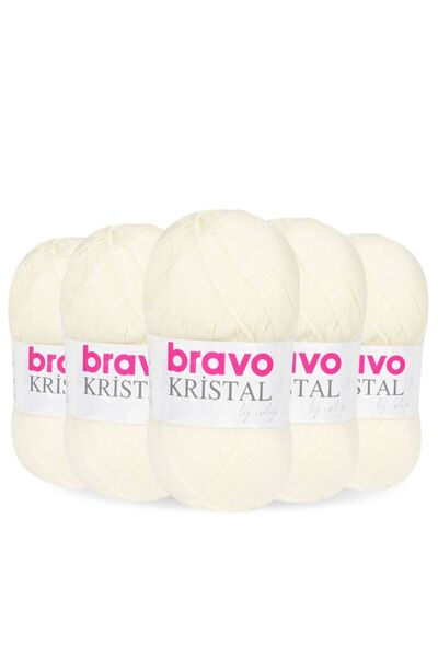 Bravo Crystal 5 Pieces 100 Grams 5 Yumak (Color Code: 180) Ecru 100% Acrylic