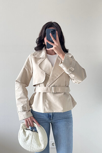 Eka Kadın Ekru Kısa Trenç 1006-6061