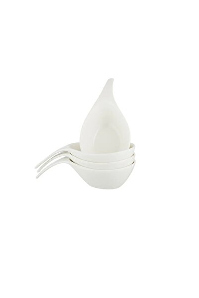 ORIAN Plain white porcelain breakfast and nut plates set, 17 cm, 6 pieces