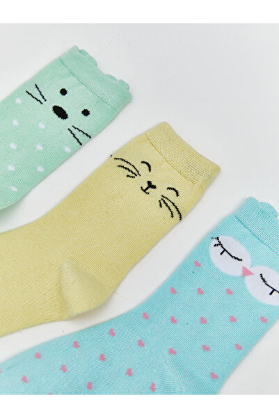 LC Waikiki Pink Patterned Girl's Socks 5-Piece