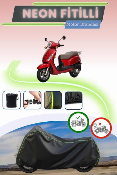 Cemku Cool قفل أسود قماش مجدّل حقيبة، لا يناسب SYM Fiddle II 125، غطاء المحرك