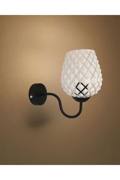 Ömür Avize Black Arm Vienna Glass Wall Sconce