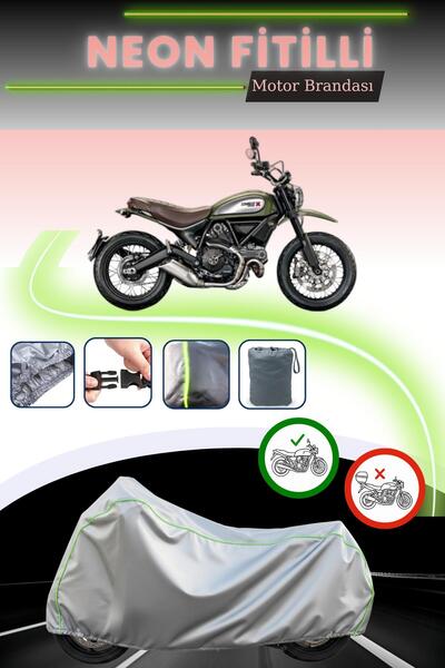 Cemku Cool حقيبة خلفية رمادية نيون قماش مجدّل وقماش محرك متوافق مع دوكاتي سكر...