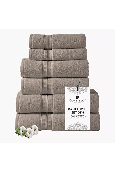 Generic DONETELLA 6-Piece 600 GSM Combed Cotton Bath Towel Set