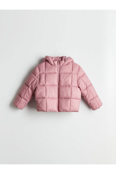 LC Waikiki Palton puf pentru fetiță cu glugă LCW Kids