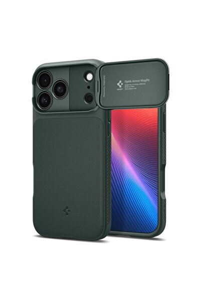 Spigen Θήκη Optik Armor MagSafe για iPhone 17 Pro, Πράσινο Abyss, Κάλυμμα Κάμ...