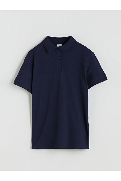 LC Waikiki Two Mt Shop Quality Lcw Kids Navy Blue Polo Collar Girls' T-Shirt