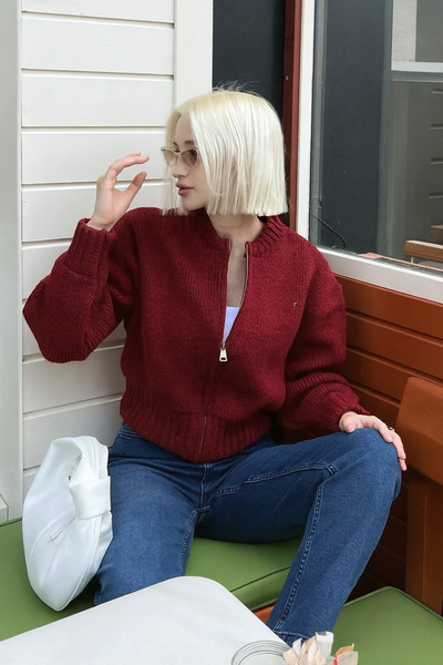 Elysira Cardigan de tricotaj de bază pentru femei cu fermoar