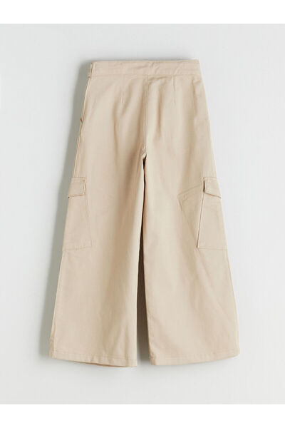 LC Waikiki Beige Wideleg Girls' Cargo Pants