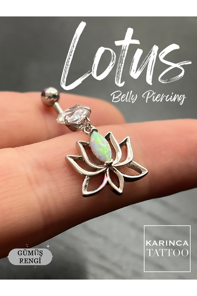 Karınca Piercing Lotus Taşlı Göbek Piercing Yüksek Kalite