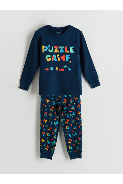 LC Waikiki Bisiklet Yaka Baskılı Erkek Çocuk Pijama