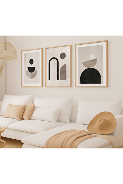 VOBA STORE 3 PARÇA SOYUT TEMALI ÇERÇEVE GÖRÜNÜMLÜ MDF TABLO SETİ -94