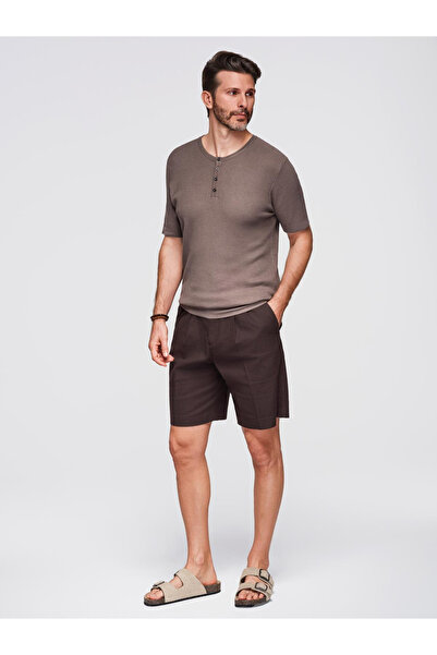 OMBRE Pánské pletené tričko s knoflíky u výstřihu - popelavě modré V4 OM-TSCT-0254 M