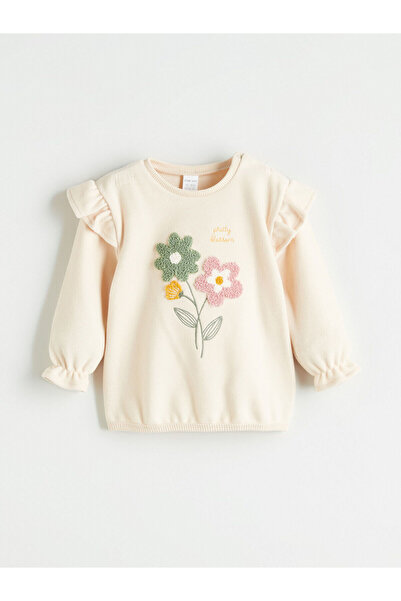 LC Waikiki Crew Neck Floral Baby Girl Sweatshirt and Leggings 2-Piece Set (W5)