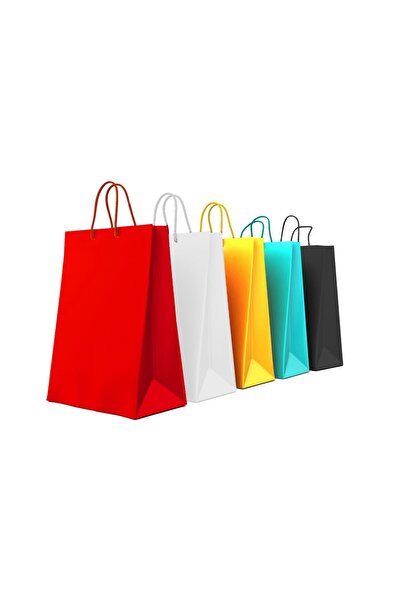 Balkan 25 Adet Kırmızı İpli Kağıt Alışveriş Çantası - 36x25x9cm Karton (Hediyelik, Yılbaşı,Sevgililer Günü)