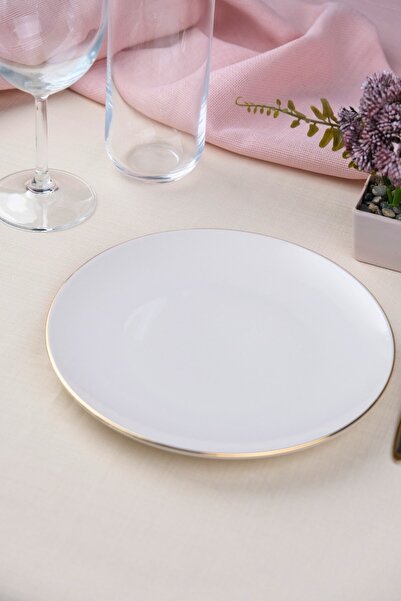 tabakevi طبق بورسلين من تاباك إيفي، طبق كيك من البورسلين الطبيعي مطلي بالذهب، مقاس 20.50 سم، قطعة واحدة