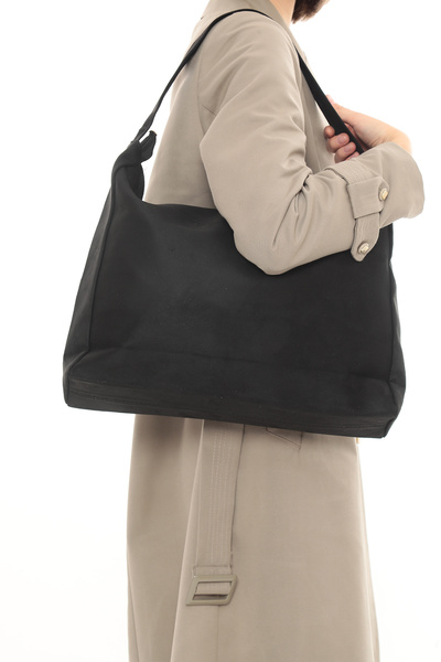 besmoda Women's Black Suede Shopper Bag