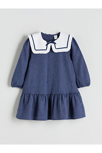 LC Waikiki Bebe Yaka Ekose Kız Çocuk Elbise