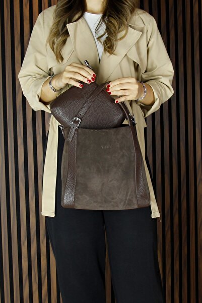 Erkan Saçmacı Καφέ Γνήσιο δέρμα αγελάδας σουέτ με μαγνητικό κλείσιμο Μεγάλου μεγέθους καθημερινή τσάντα ώμου και τσάντα χειρός με λουράκι