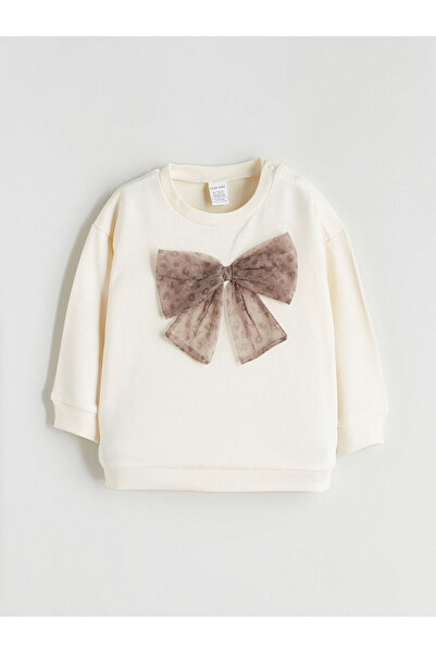 LC Waikiki Bisiklet Yaka Kurdele Detaylı Kız Bebek Sweatshirt ve Tayt