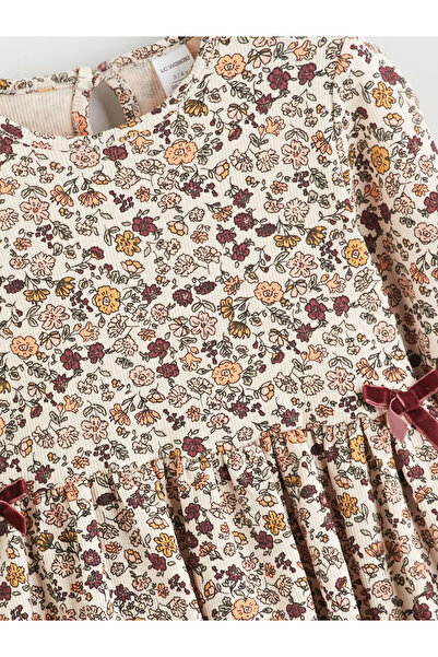 LC Waikiki Bisiklet Yaka Çiçekli Kız Çocuk Elbise