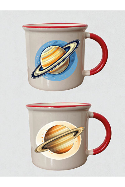 lili hediyelik كوبان أحمران اللون مع صورة زحل - هدايا للزوج، هدية عيد ميلاد ل...