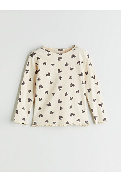 LC Waikiki Σετ πιτζάμες για κοριτσάκι με στάμπα μπεζ καρδιά