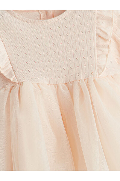 LC Waikiki Peak Yeni Sezon Bisiklet Yaka Tütülü Kız Bebek Elbise