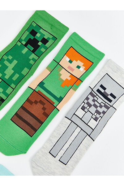 LC Waikiki Cey Yeni Sezon Minecraft Baskılı Erkek Çocuk Soket Çorap 5'li