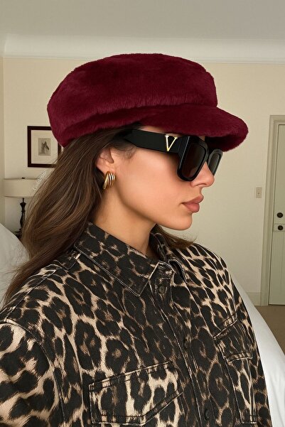 Goldmine Kadın Peluş Kasket Kaptan Şapka