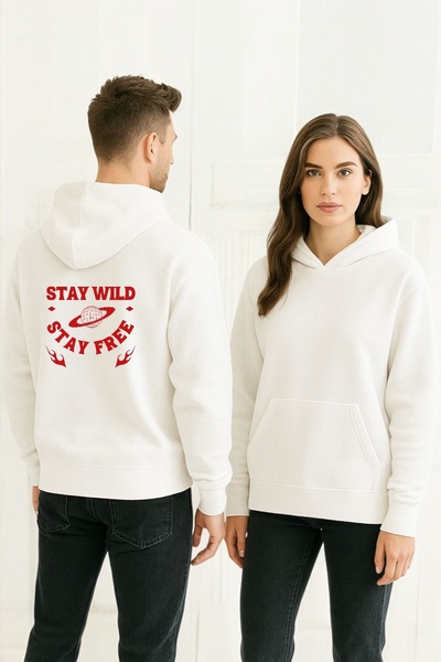 ArtYus Stay Wild Stay Free Colorat cu imprimeu cu glugă Swea tricou