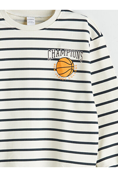 LC Waikiki New Season Crew Neck Striped Boys' Sweatshirt