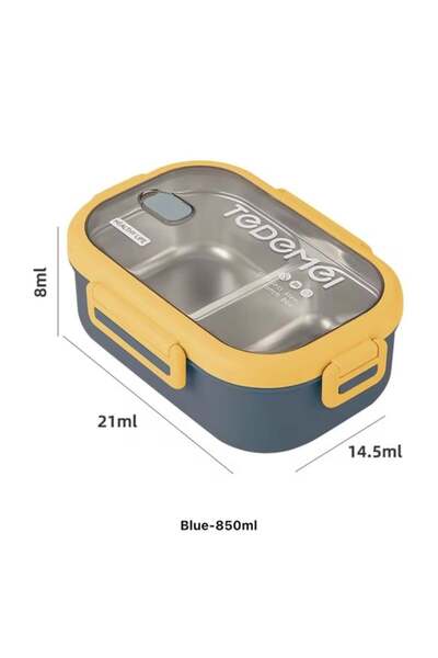 Limmy Stainless Steel Storage Container with Compartments Leak-Proof Lunch Box 0.85 Lt. Green/Yellow