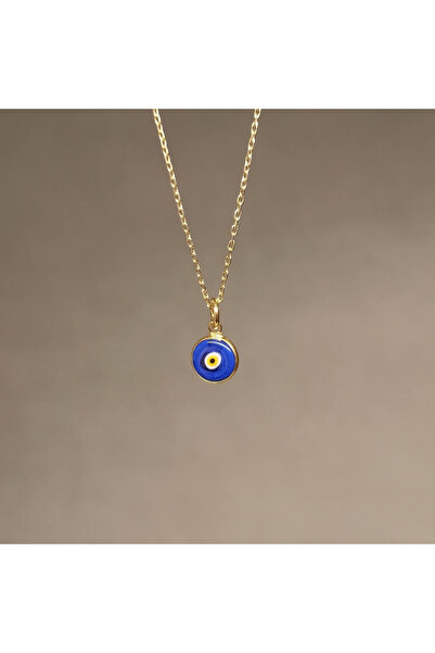 TREND Gümüş Mineli Nazarlık Kolye , Nazar Boncuğu Kolye, 925 Ayar Gümüş, 45 cm Zincir