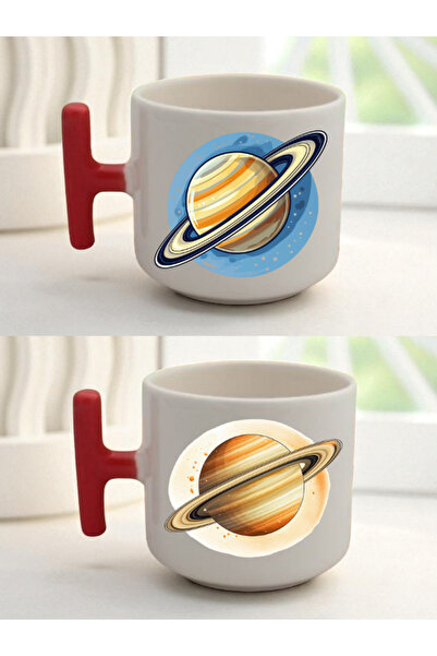 lili hediyelik كوب لاتيه مكون من قطعتين مع صورة زحل - هدايا عيد الطب، هدية لل...