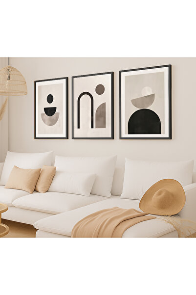 VOBA STORE 3 PARÇA ÇERÇEVE GÖRÜNÜMLÜ SOYUT TABLO SETİ -93