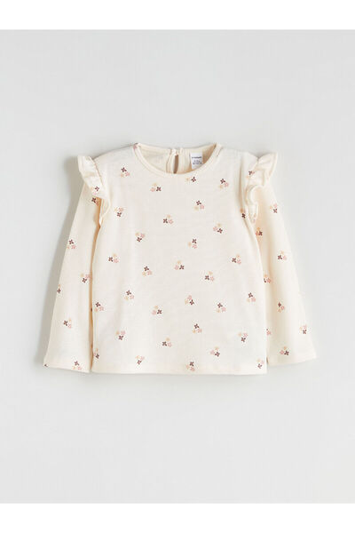 LC Waikiki Peak New Season Crew Neck Floral Print Ruffle Girls' Blouse