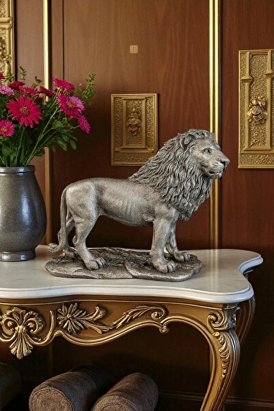 ay hediyelik Yürüyen Aslan Heykeli Biblo - Dekoratif Polyester 31x25 cm