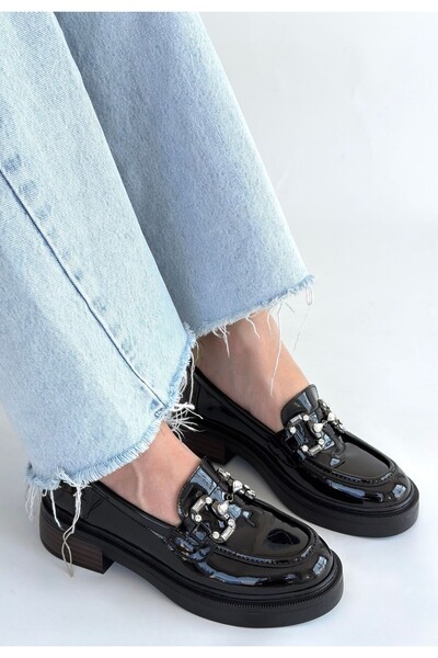 ALPACO Ertin Black Patent Leather Oxford Shoes