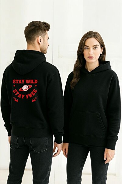 ArtYus Stay Wild Stay Free Colorat cu imprimeu cu glugă Swea tricou