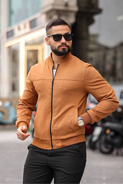 BASEL.CO Men's Bomber Suede Basic Jacket